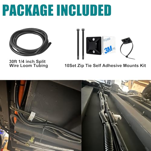 Allwin 1/4 Inch Wire Loom Split Tubing - 30 ft Cord Protector Electric Wires Covers, Automotive Wire Flexible Conduit, Plastic Wire Cover with Cable Zip Tie (1/4"-30ft) - Image 2