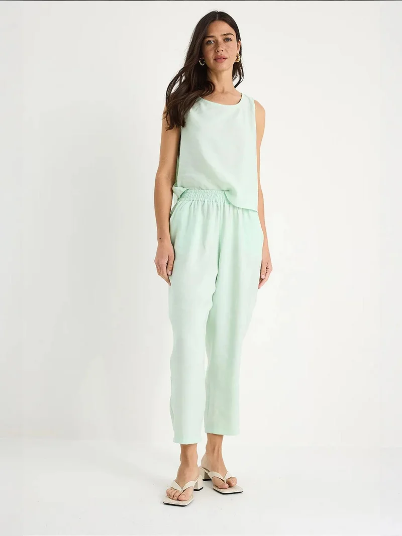 Bianco Lucci LUCCI Sleeveless Crew Neck Tunic and Wide Leg Pants Set