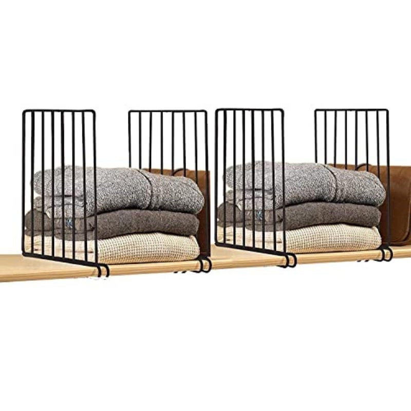 Deehome Closet Shelf Divider Organizer Rack Storage Counter Storage Cupboard, Cabinet, Bookshelf, Office Desk, Wardrobe (Assorted Colour : Black, 31 x 26 x 3.5cm, Floating Shelves Set of 4 (Black) - Image 3