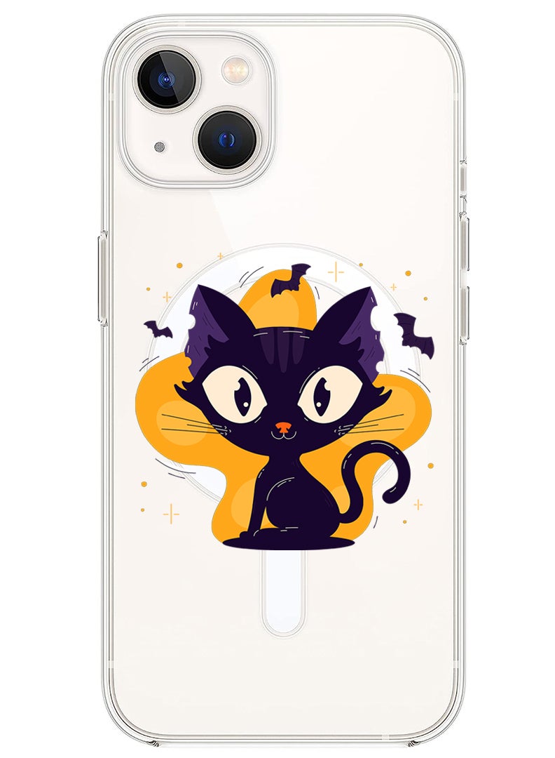 Theodor Magnetic Case for iPhone 14 Plus 6.7-inch Compatible with MagSafe Wireless Charging, Shockproof Phone Bumper Cover Black Cat Halloween - Image 1