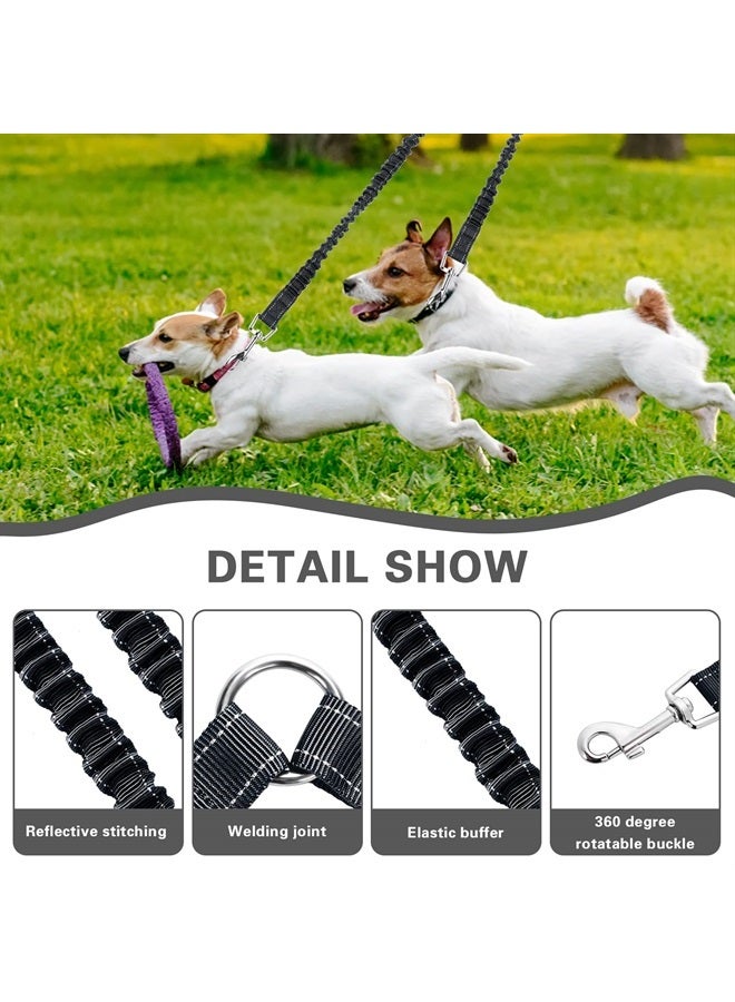 COBEE Double Dog Leashes, 360° Swivel Rotation No Tangle Dual Dog Lead Splitter with Adjustable Length Buckle Double Dog Walking & Training Leash No Slip Leash for Outside Running(Black) - Image 2