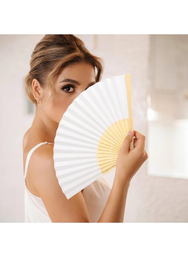 Folding Fan，Chinese Bamboo Handheld Fan Folded Fan for DIY Decoration Wedding Dancing Party Summer - Image 2