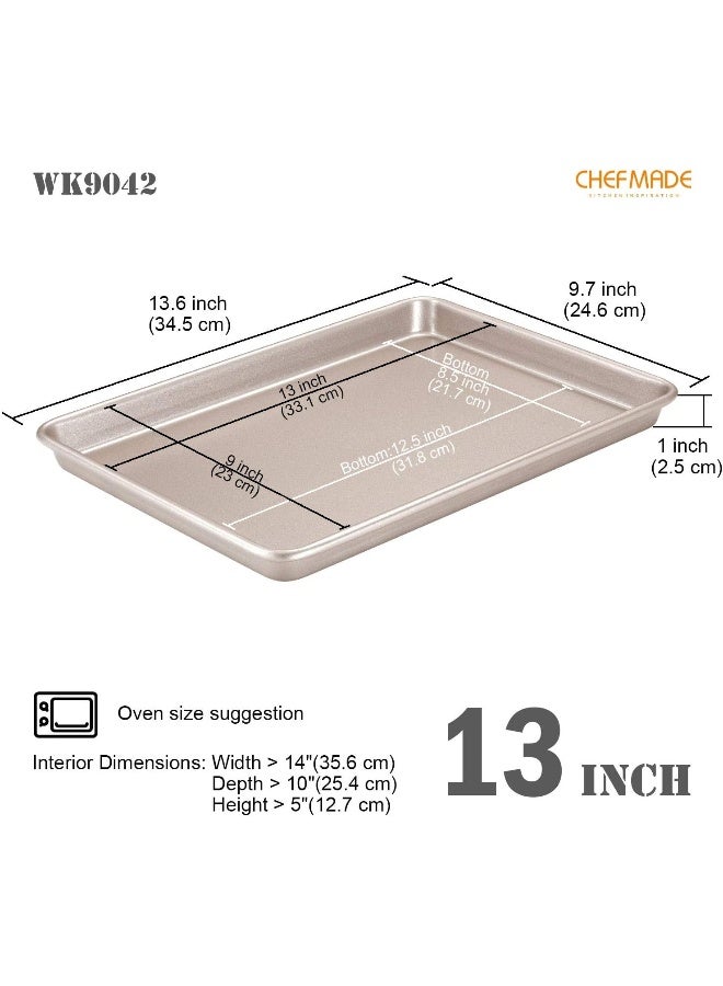 CHEFMADE 13-Inch Rimmed Baking Pan, Non-Stick Carbon Steel Cookie Sheet Pan for Oven Roasting Meat Bread Jelly Roll Battenberg Pizzas Pastries - Image 2
