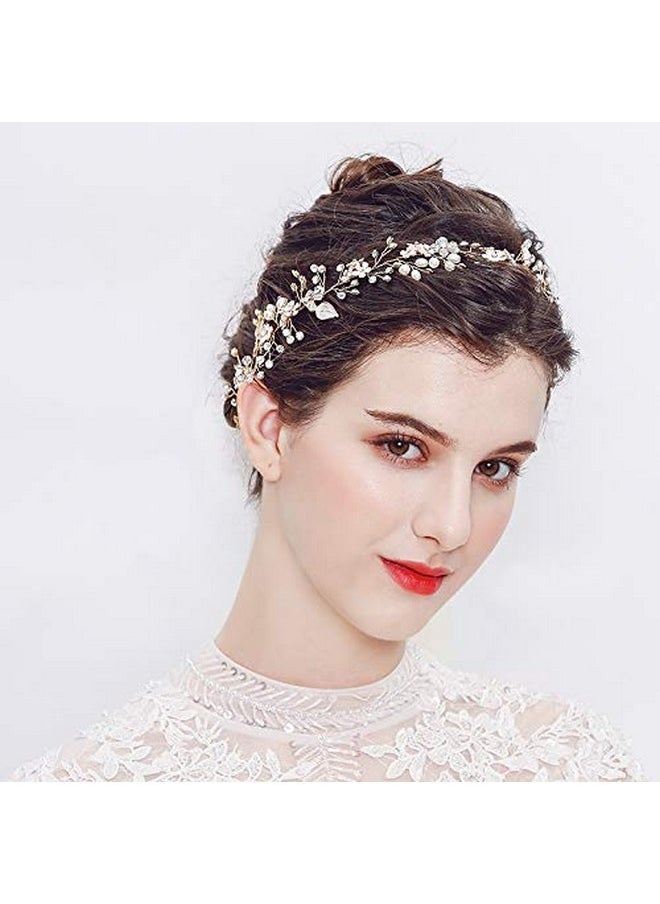 Sunshinesmile Bride - Flower Bride Wedding Headband Leaf Hair Vine Braid Headpiece Bridal Hair Accessories For Women - Image 1