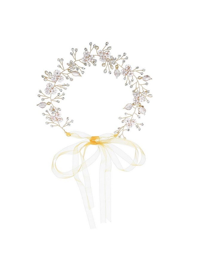 Sunshinesmile Bride - Flower Bride Wedding Headband Leaf Hair Vine Braid Headpiece Bridal Hair Accessories For Women - Image 1