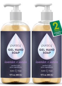 puracy Organic Hand Soap, For the Professional Hand Washers We've All Become, Moisturizing Natural Gel Hand Wash Soap, Liquid Hand Soap Refills for Soft Skin (12 fl.oz, Lavender & Vanilla) 2-Pack  - Image 1
