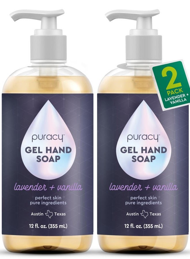 puracy Organic Hand Soap, For the Professional Hand Washers We've All Become, Moisturizing Natural Gel Hand Wash Soap, Liquid Hand Soap Refills for Soft Skin (12 fl.oz, Lavender & Vanilla) 2-Pack - Image 1