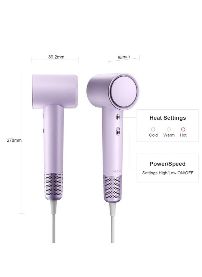 Airbot Airbot HD188A White EU - High-Speed Hair Dryer with 200mil Negative Ions, RGB LED Ring, Low Noise, Dual-Speed, Travel-Friendly & Stylish Design  - Image 4