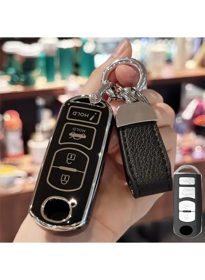 Black TPU Key Fob Cover with Keychain Compatible with Car Remote 2015 2016 2017 2018 2019 - Image 2