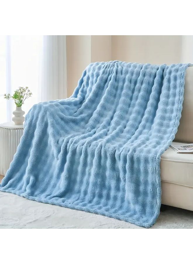 Purple Soft Faux Fur Throw Blanket 3D Bubbles Design Super Cozy Thick Polyester Reversible All Season Home Decor For Couch Chair Sofa 78.74x90.55 Inch - Image 4