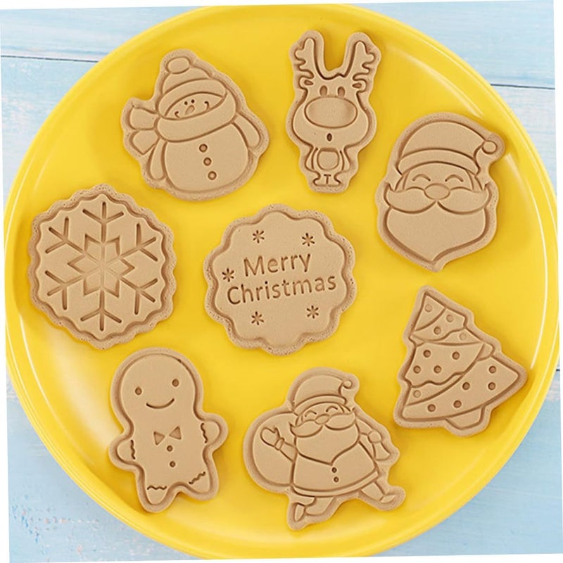 8pcs Christmas Cookie Press Molds Set, Reusable Fondant and Biscuit Cutters for Household DIY Baking, Holiday Cookie Mold Tools for Festive Baking - Image 4