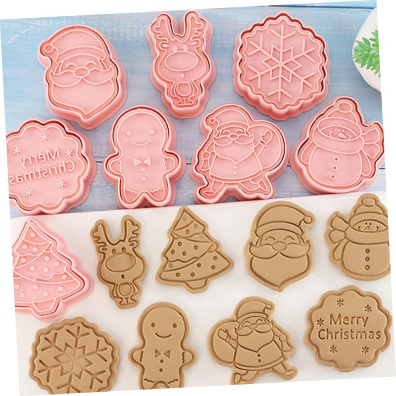 8pcs Christmas Cookie Press Molds Set, Reusable Fondant and Biscuit Cutters for Household DIY Baking, Holiday Cookie Mold Tools for Festive Baking - Image 5