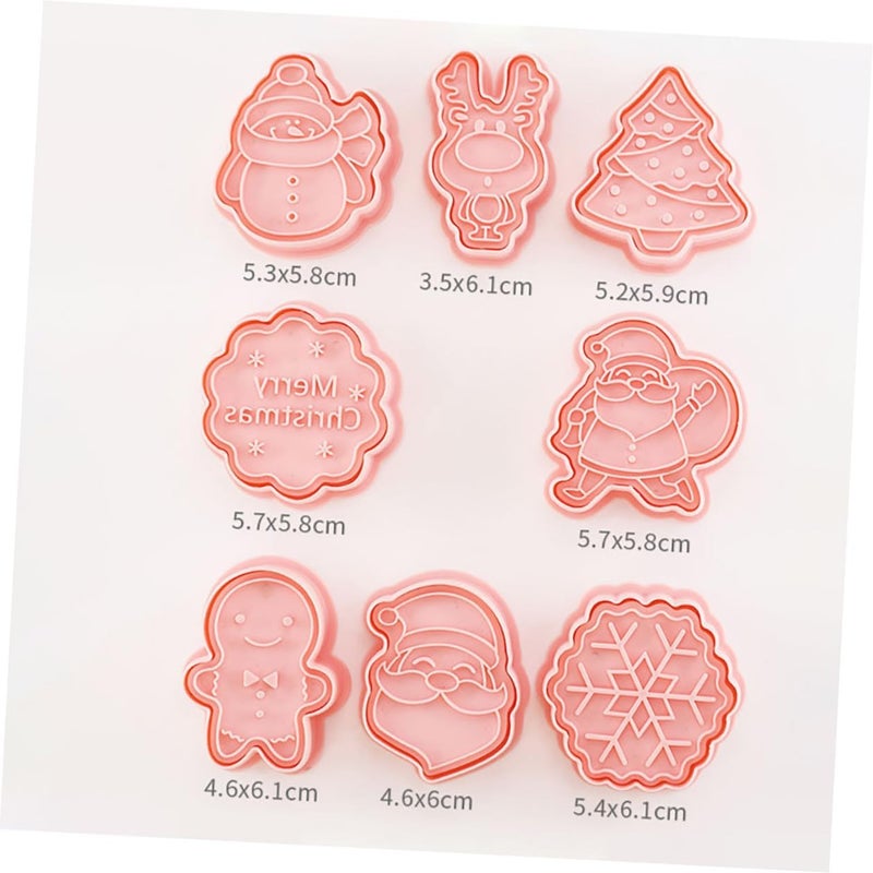 8pcs Christmas Cookie Press Molds Set, Reusable Fondant and Biscuit Cutters for Household DIY Baking, Holiday Cookie Mold Tools for Festive Baking - Image 2