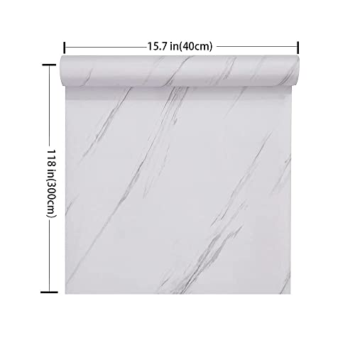 HELLKIT Glossy Marble Paper Granite Gray/White Wallpaper Peel and Stick Wallpaper Self Adhesive Removable Wallpapers 15.8″ ×118″ Waterproof Countertop Paper for Cabinet Countertop Furniture Kitchen Viny Film - Image 5