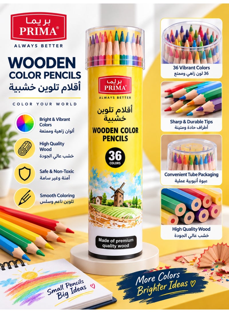 PRIMA 36 Piece Wooden Color Pencils Set Multicolour - Image 3