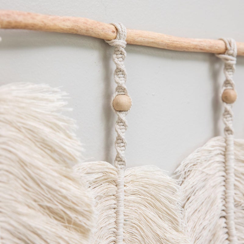 Crane Baby Willow Leaf Wall DÃ©cor - Bohemian-Style Nursery Wall Art, Handcrafted with MacramÃ© Details - Image 4