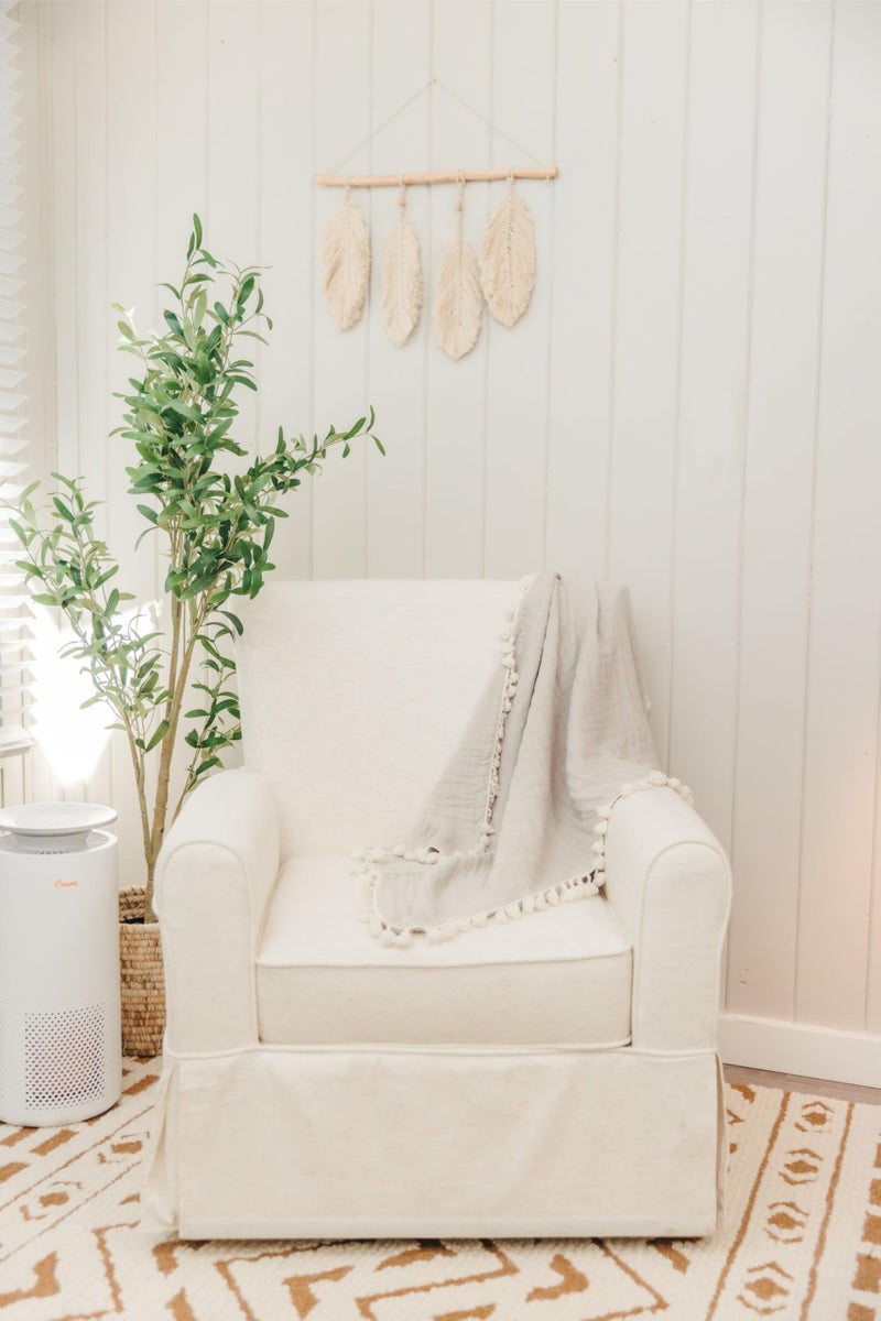 Crane Baby Willow Leaf Wall DÃ©cor - Bohemian-Style Nursery Wall Art, Handcrafted with MacramÃ© Details - Image 2