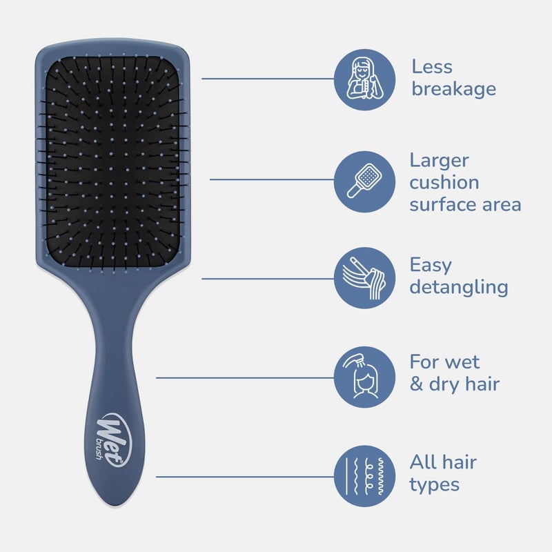 فرشاة شعر مبللة من نوع Paddle Detangler، أزرق أساسي - شعيرات IntelliFlex فائقة ال��عمة بتصميم AquaVent – ممتازة لعلاجات الشعر - فرشاة خالية من الألم للنساء والرجال، للشعر المبلل والجاف والتالف - Image 2