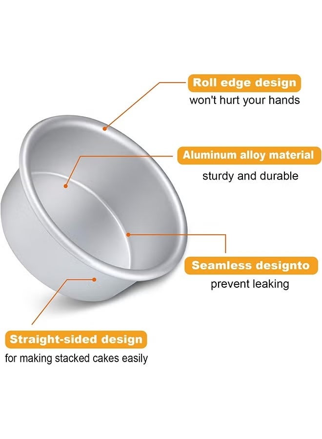 Cake Pans Round Non Stick Round Cheese Cake Baking Pans For Home Party Baking Supplies, Round Cake Pans with Removable Bottom 4 Pieces 4.5 Inch - Image 3