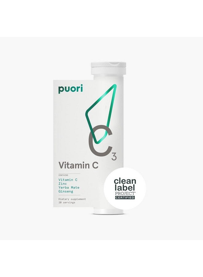 Puori C3 Vitamin C Supplement for Immune and Antioxidant Support - 20 Servings x 2 Packs - Vitamin C, Zinc, Yerba Mate, Ginseng Helps Fight Fatigue and Supports Cognitive Function - Image 1