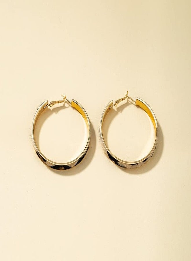 POYAMUSE Stylish Leopard Print Hoop Earrings - 2-Inch Diameter Fashion Earrings for Women-leopard - Image 4