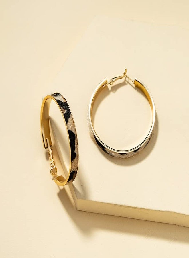 POYAMUSE Stylish Leopard Print Hoop Earrings - 2-Inch Diameter Fashion Earrings for Women-leopard - Image 5