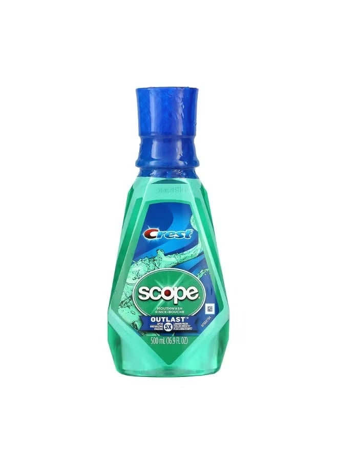 Crest Scope Outlast mouthwash with fresh mint flavor, 16.9 oz (500 ml)