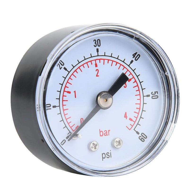 Mechanical Pressure Gauge 0 60psi 0 4bar BSPT Back Connection Durable Metal Case - Image 3
