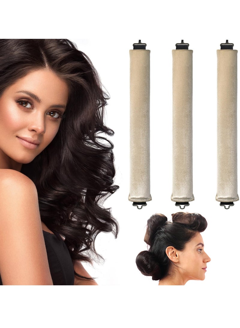 Heatless Hair Curler, Flexi Rods with Hook, No Heat Curling Rod for All Hair Types, Comfortable Sleep-In Curlers, Ideal for Blowout Curls, Beige - Image 1