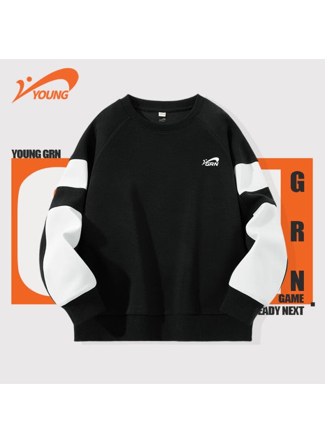 Noble bird Guirenniao Boys' Sweatshirt, Round Neck, New Style, Children's Spring And Autumn Casual Patchwork Top, Older Children's Autumn Base Layer - Image 1