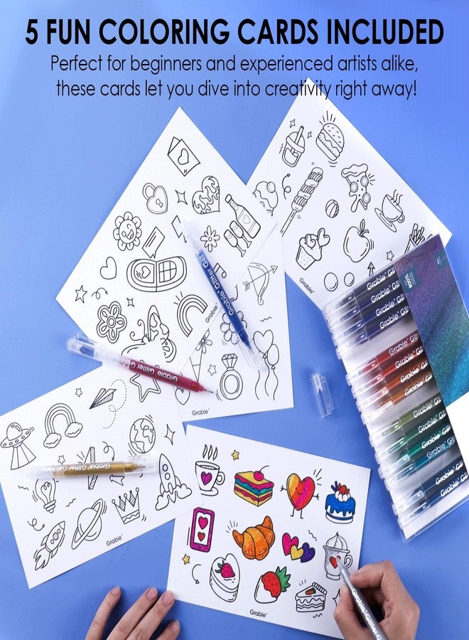 Grabie Jumbo Glitter Gel Ink Pen Set Of 18, Metallic Vibrant Sparkle Gel Pens for Coloring, Sparkle Markers, Glitter Pens for Adults (18 Colors Jumbo Gel Pens) - Image 4
