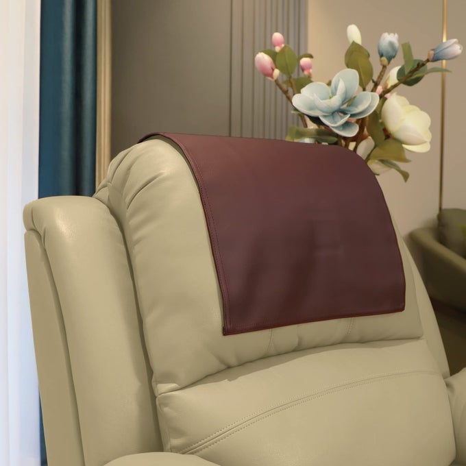 PREMIUM HEADREST COVER FOR RECLINER CHAIRFLAME RETARDANT FAUX LEATHER HEADREST PROTECTOR FOR FURNITURE THEATER SEAT COVER HEAD PROTECTOR COVER FOR HOME OFFICE SOFA 16WX27L BURGUNDY