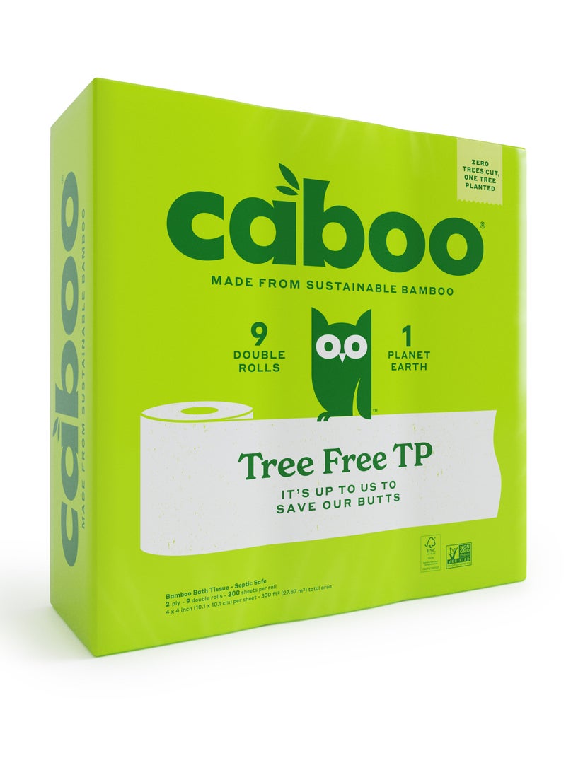 CABOO - Caboo Bath Tissue 9pack 300 sheet Plastic Free - Image 1