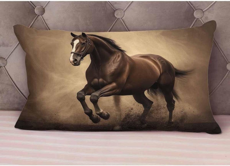 EKOBLA Black Stallion Horse Pillow Cases Throw Pillow Covers Run Gallop in Desert Storm Square Throw Waist Pillow Case Cushion Cases for Sofa Bedroom Living Room 12x20 Inches - Image 5