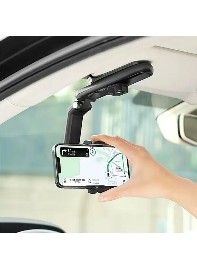 Car Sun Visor Phone Holder 360 Degree Rotation Safe Installation For GPS And Hands Free Use Durable Structure Black - Image 2