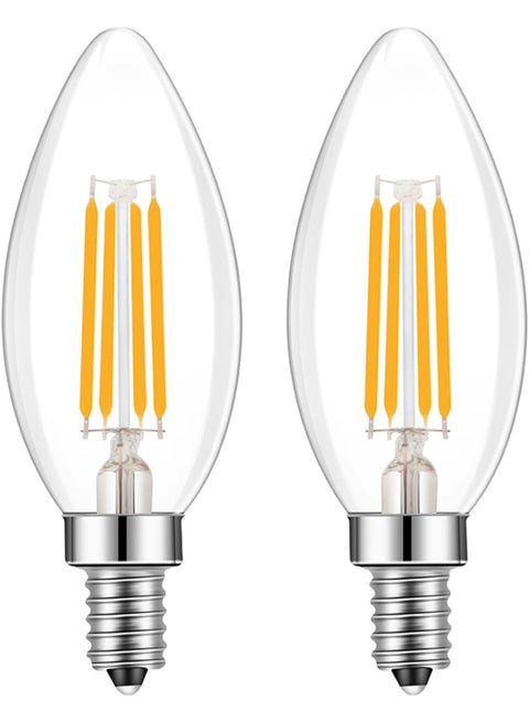 C35 E14 LED Candle Bulb 4W 2200K Warm Amber Light, 2-Pack