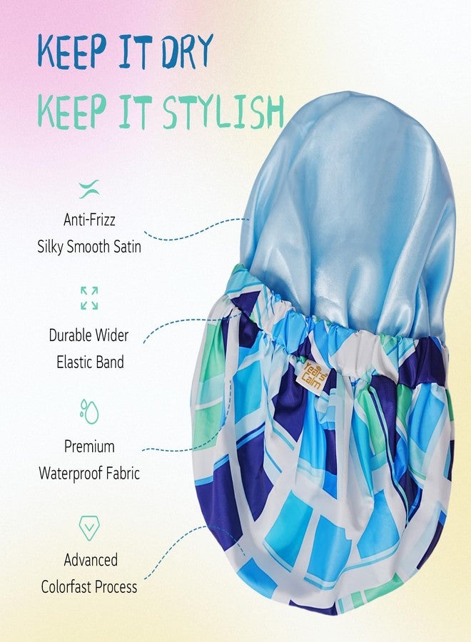 Years Calm Shower Caps for Women Reusable Waterproof, Double-Layer Extra Large Elastic Hair Cap for Shower for Long Hair & Braids, Travel & Home - Image 3