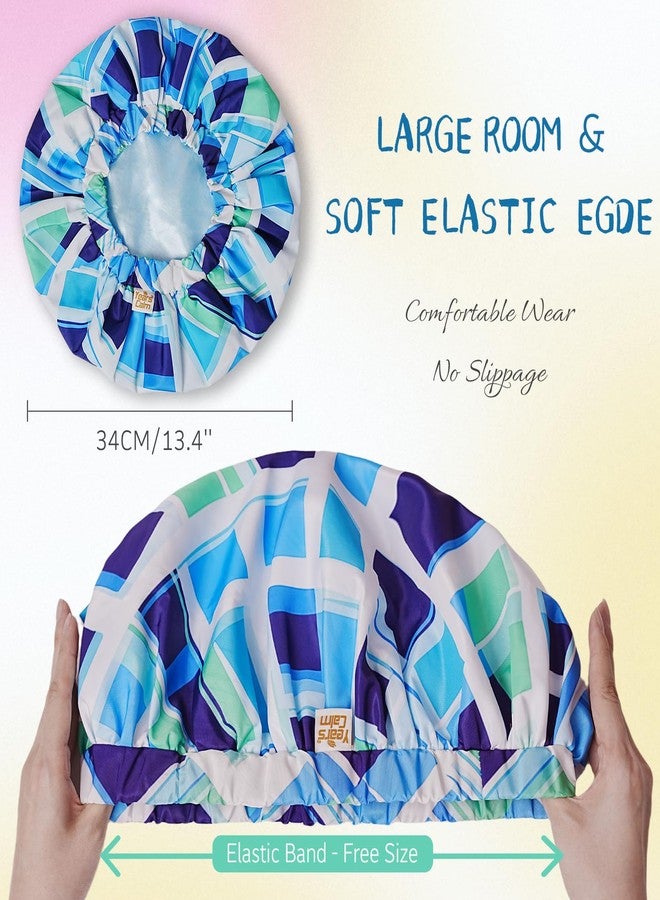 Years Calm Shower Caps for Women Reusable Waterproof, Double-Layer Extra Large Elastic Hair Cap for Shower for Long Hair & Braids, Travel & Home - Image 2