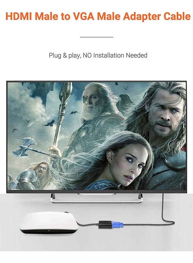 HDMI to VGA Converter Adapter Cable, 1080P HD Video Adapter Cable for PC, Projector, DVD, HDTV and Laptop, Black - Image 3