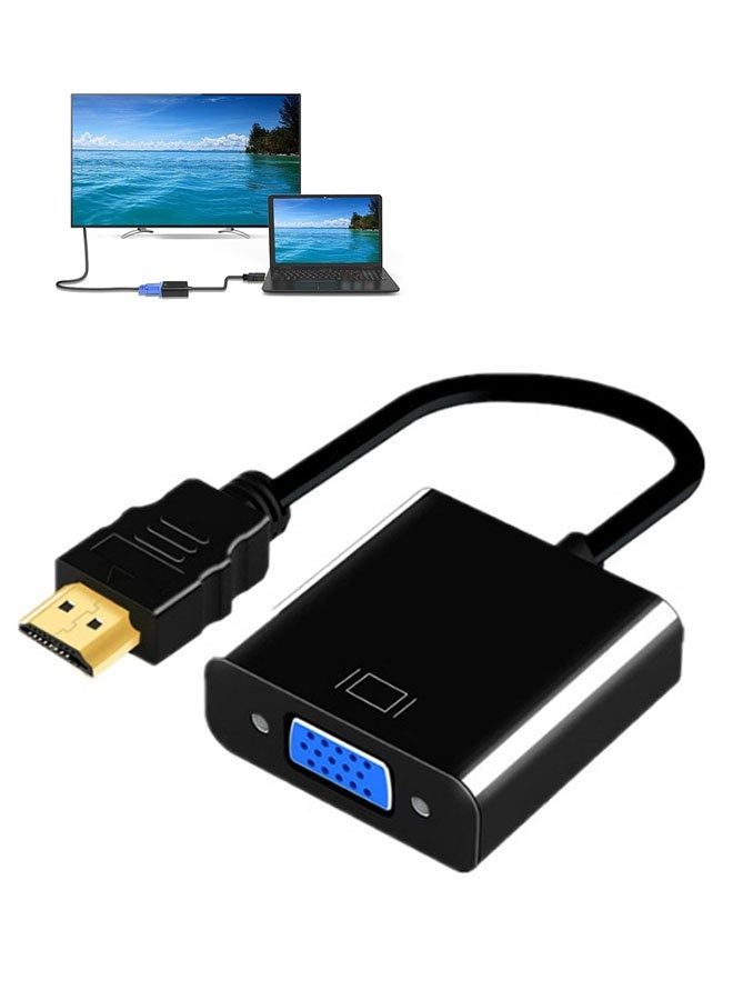 HDMI to VGA Converter Adapter Cable, 1080P HD Video Adapter Cable for PC, Projector, DVD, HDTV and Laptop, Black - Image 1