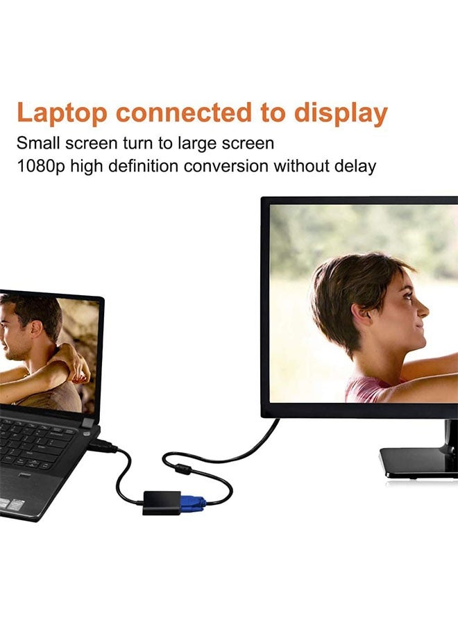 HDMI to VGA Converter Adapter Cable, 1080P HD Video Adapter Cable for PC, Projector, DVD, HDTV and Laptop, Black - Image 2