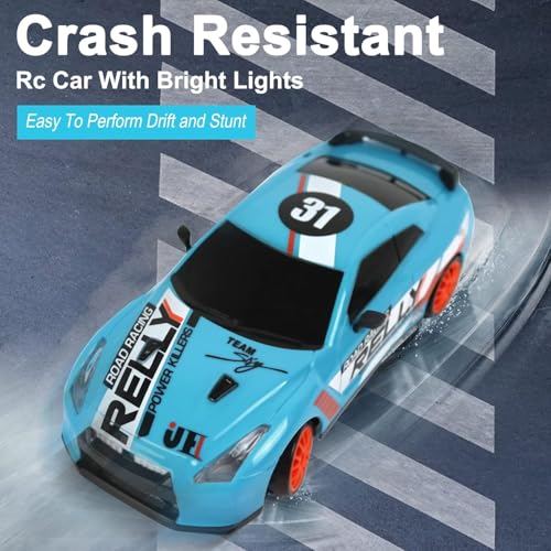 MICROMINI RC Drift Car 2.4GHz Remote Control Car 4WD, RC Drifting Cars Vehicle High Speed Racing RC Drifting Car Toys Gifts for Boys Girls Kids Adults Mini (Light Blue) - Image 5