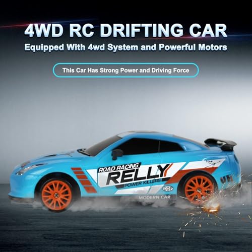 MICROMINI RC Drift Car 2.4GHz Remote Control Car 4WD, RC Drifting Cars Vehicle High Speed Racing RC Drifting Car Toys Gifts for Boys Girls Kids Adults Mini (Light Blue) - Image 4