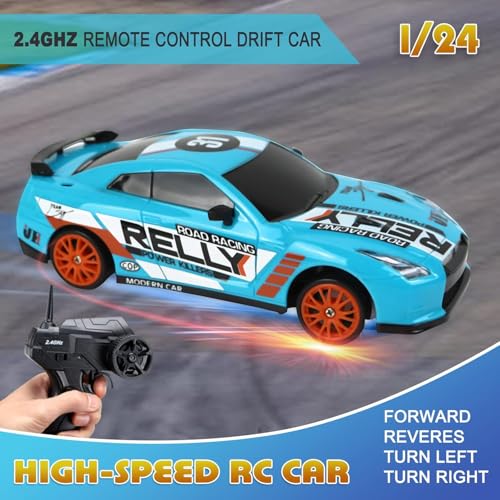 MICROMINI RC Drift Car 2.4GHz Remote Control Car 4WD, RC Drifting Cars Vehicle High Speed Racing RC Drifting Car Toys Gifts for Boys Girls Kids Adults Mini (Light Blue) - Image 3