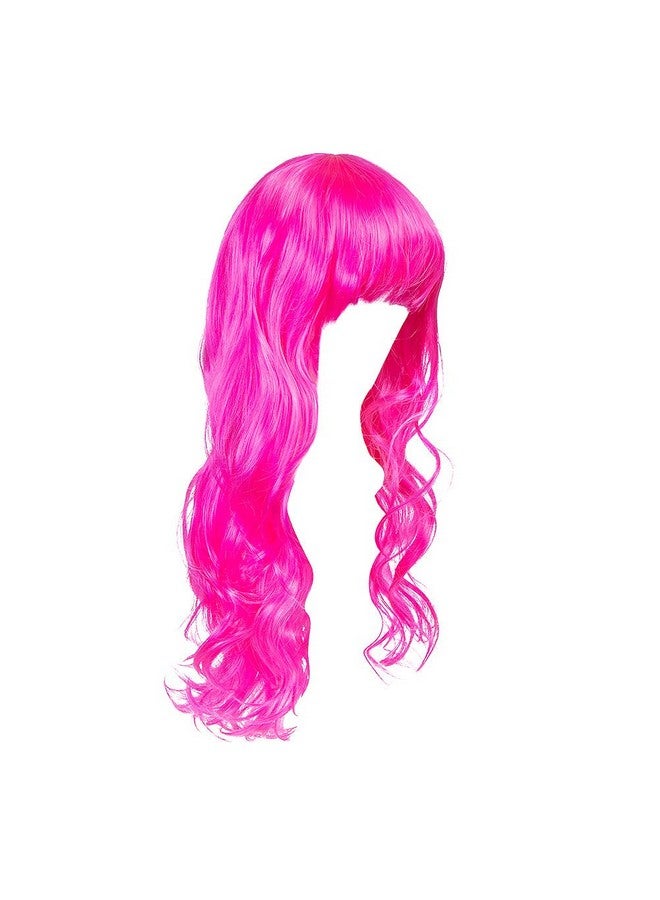 KRIWIN Hot Pink Color Synthetic Long Hair Wig(23") - for Cosplay, Party Photo Booth, Fancy Dress, Fashion - Image 1