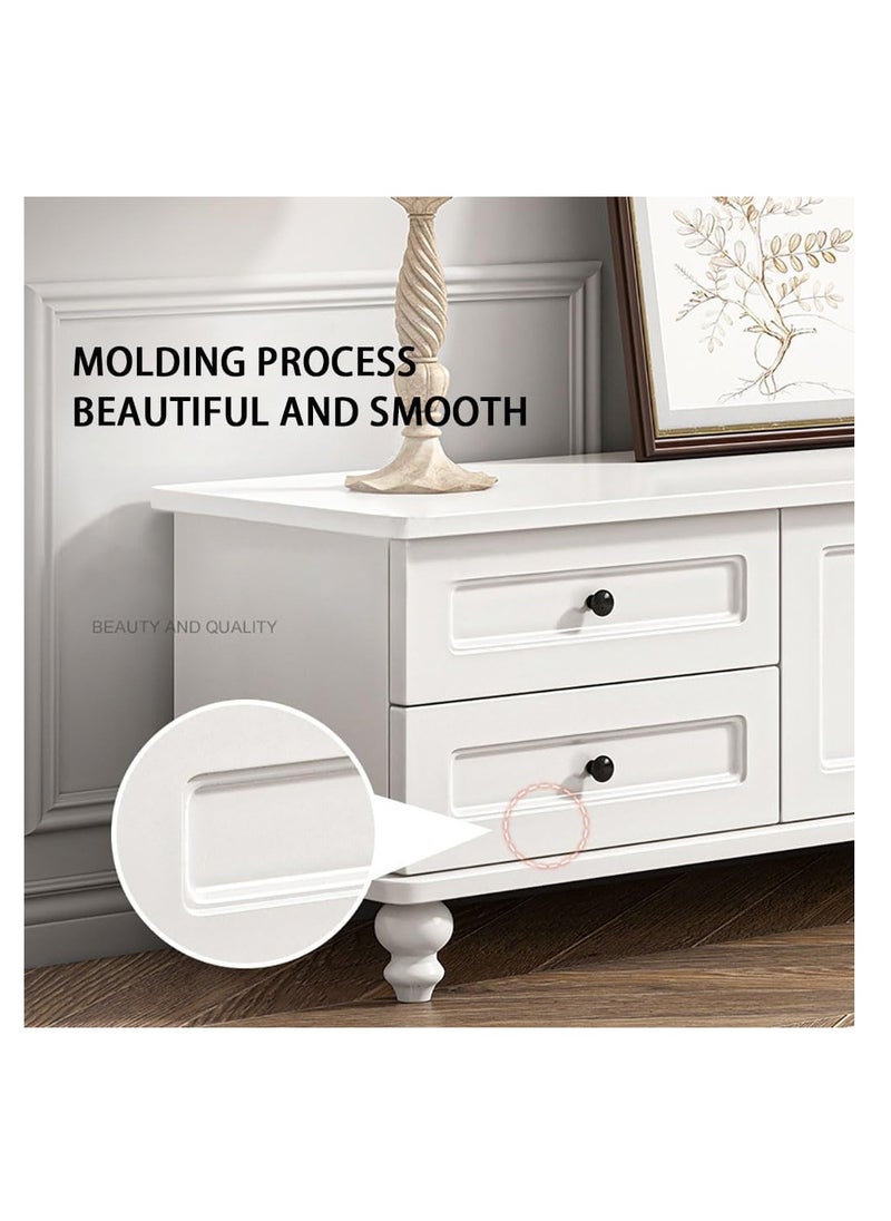 Modern TV Cabinet TV Stand TV Combination Cabinet Suitable for Living Room Storage Side Cabinet (140cm, Warm White)
