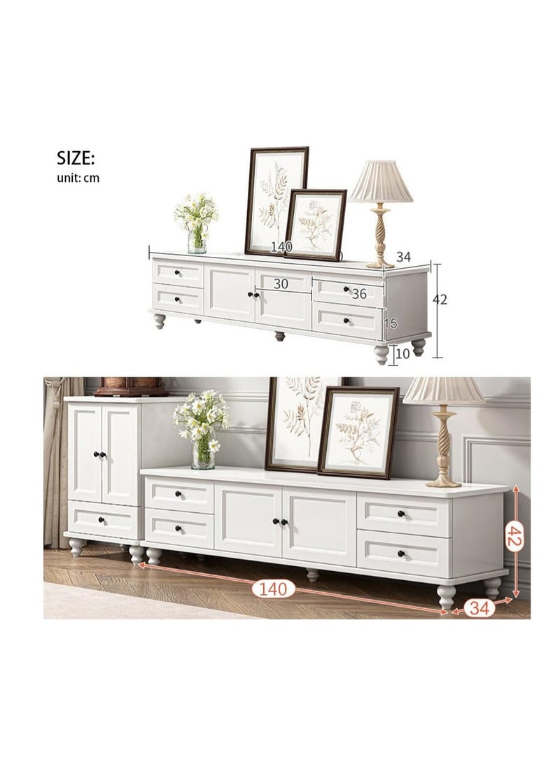 Modern TV Cabinet TV Stand TV Combination Cabinet Suitable for Living Room Storage Side Cabinet (140cm, Warm White)