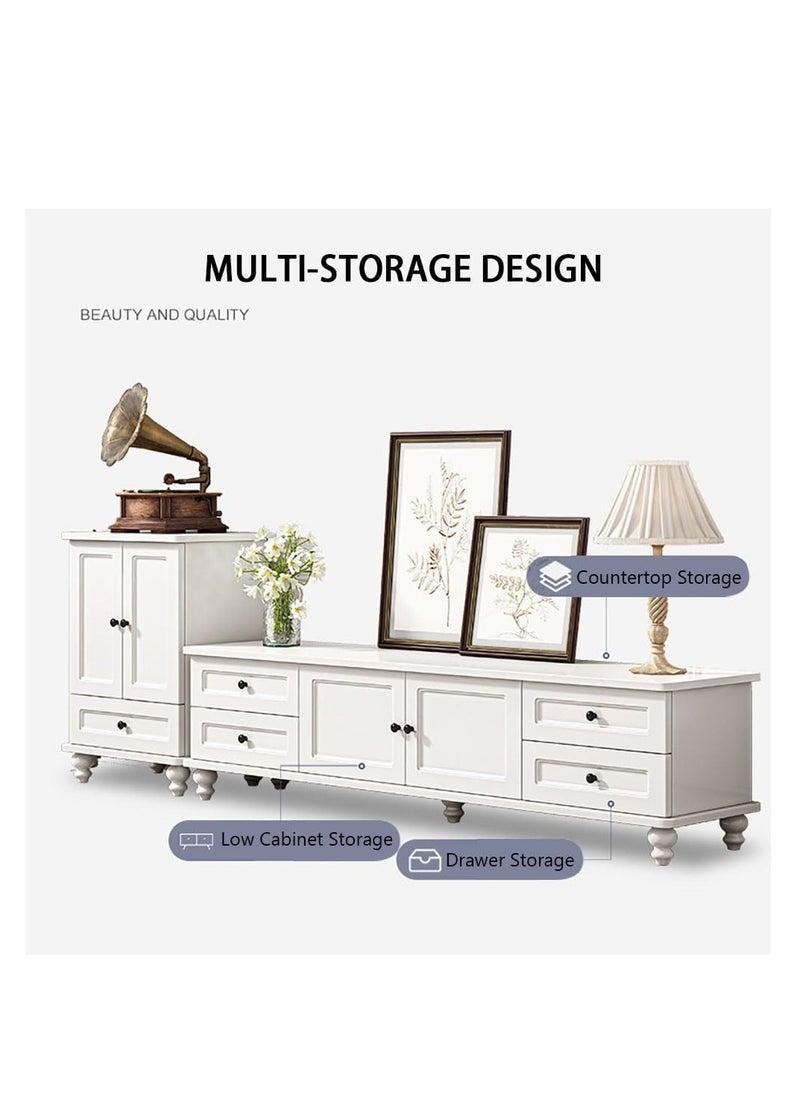 Modern TV Cabinet TV Stand TV Combination Cabinet Suitable for Living Room Storage Side Cabinet (140cm, Warm White)