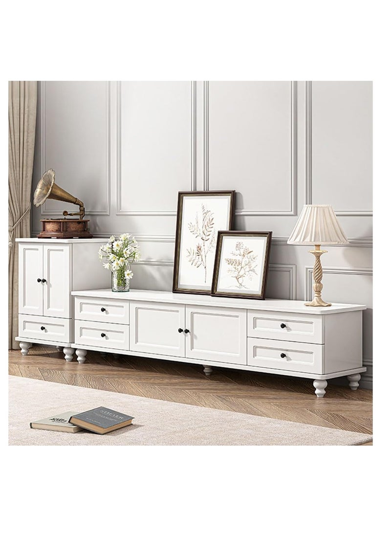 Modern TV Cabinet TV Stand TV Combination Cabinet Suitable for Living Room Storage Side Cabinet (140cm, Warm White)