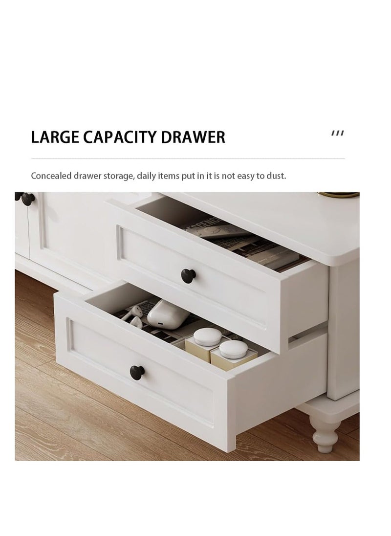 Modern TV Cabinet TV Stand TV Combination Cabinet Suitable for Living Room Storage Side Cabinet (140cm, Warm White)